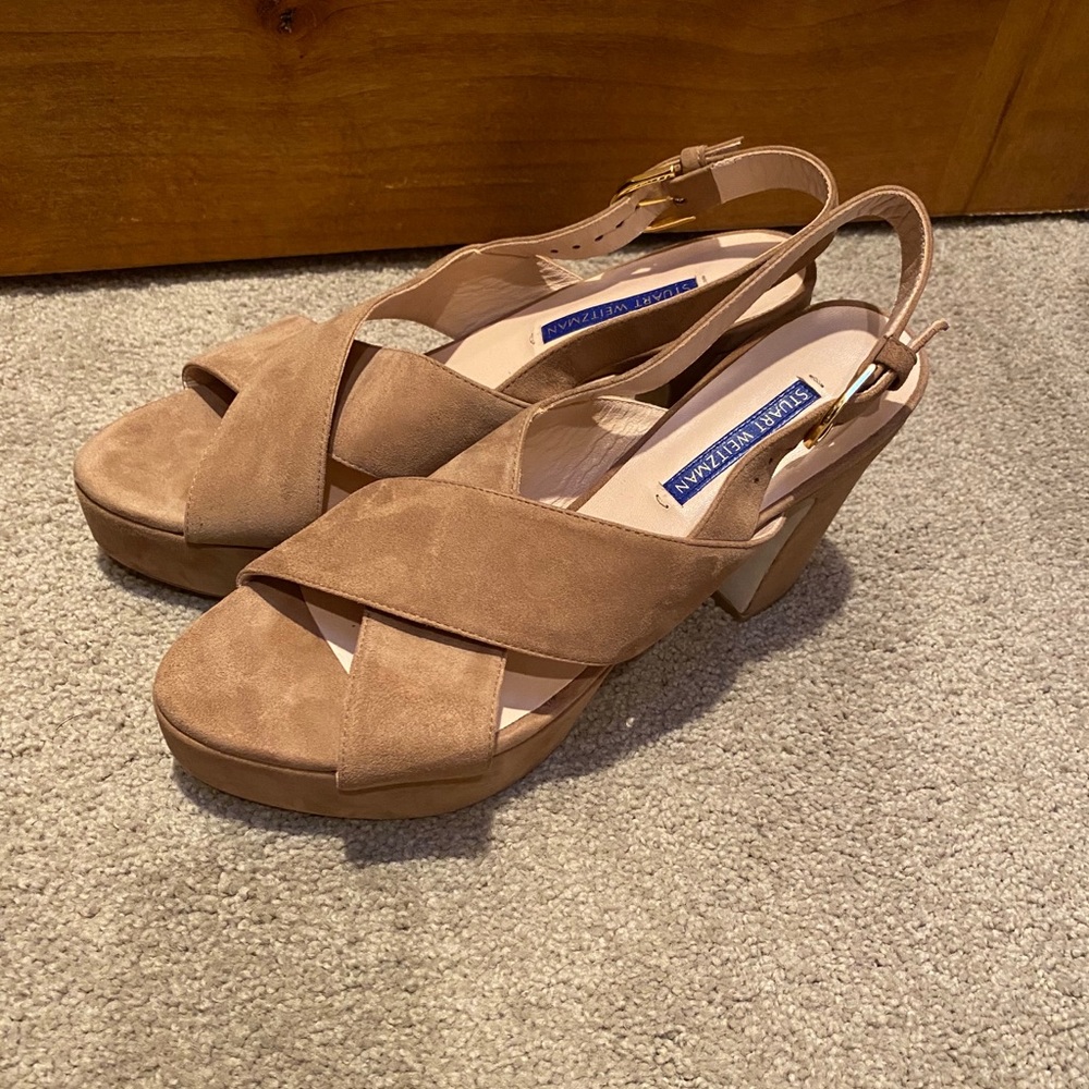 STUART WEITZMAN BEIGE SUEDE SANDALS